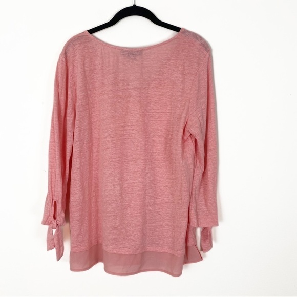 STITCH FIX SANCTUARY Sylvie Tie Sleeve Tee Linen Pink VNeck Size Large - Picture 4 of 6